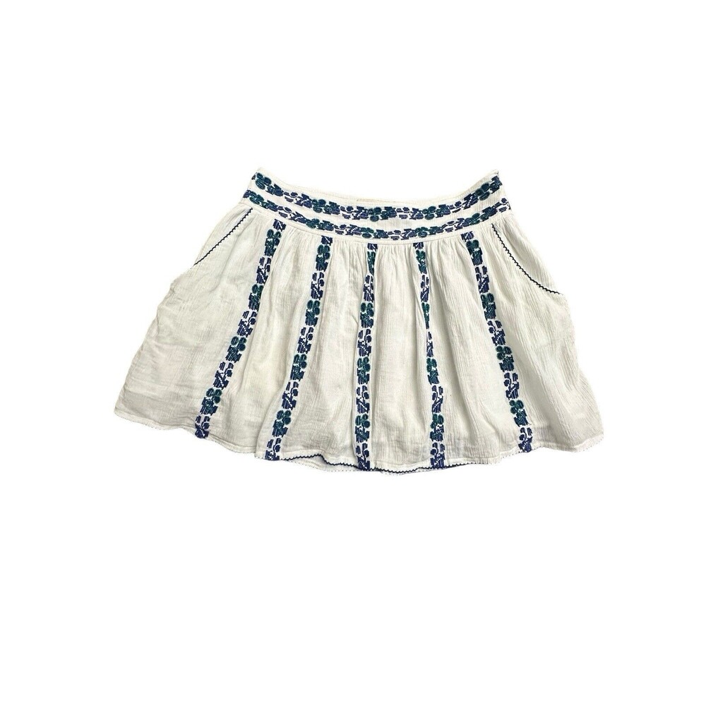 Tory Burch Size 8 Embroidered White Alexandria‎ Skirt Women’s Beaded #E13-5